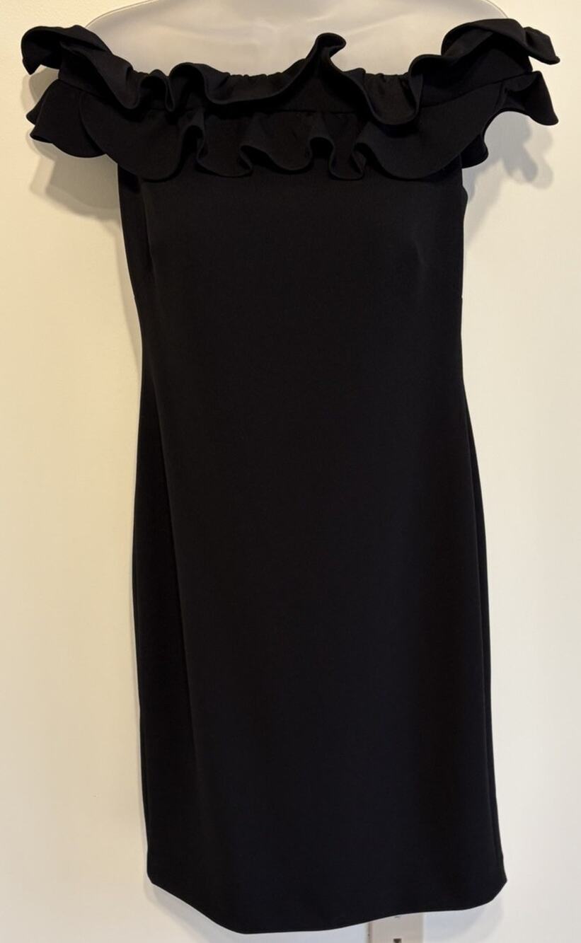 Lauren Ralph Lauren Off the Shoulder Ruffled Midi Dress Black Size 4 Stretch